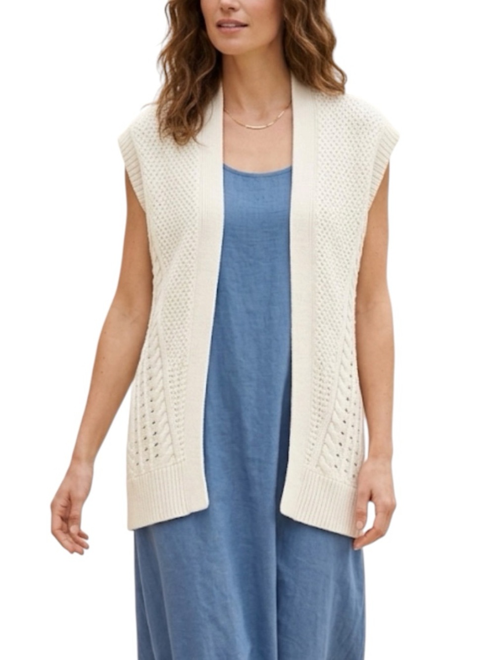 Vintage GAP Women's Sleeveless Cardigan Sweater Vest Size Small Cream Ivory Knit